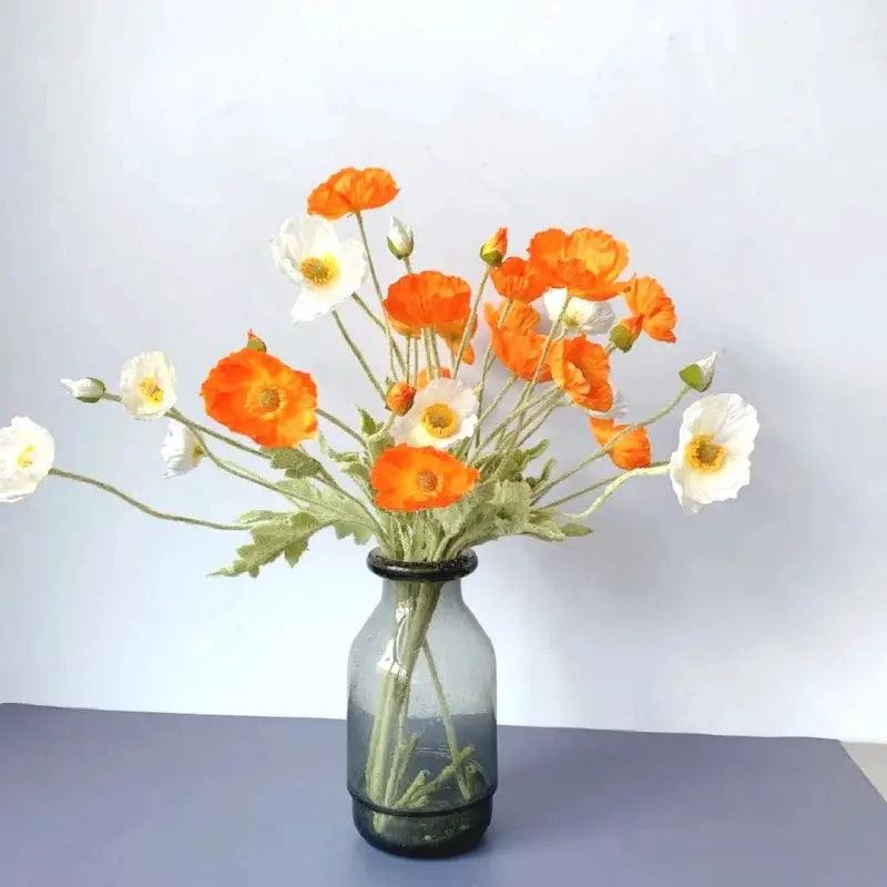 Artificial Silk Poppy Flowers Long Stem for Wedding Centerpieces and Bridal Bouquet Alternative Home Decor