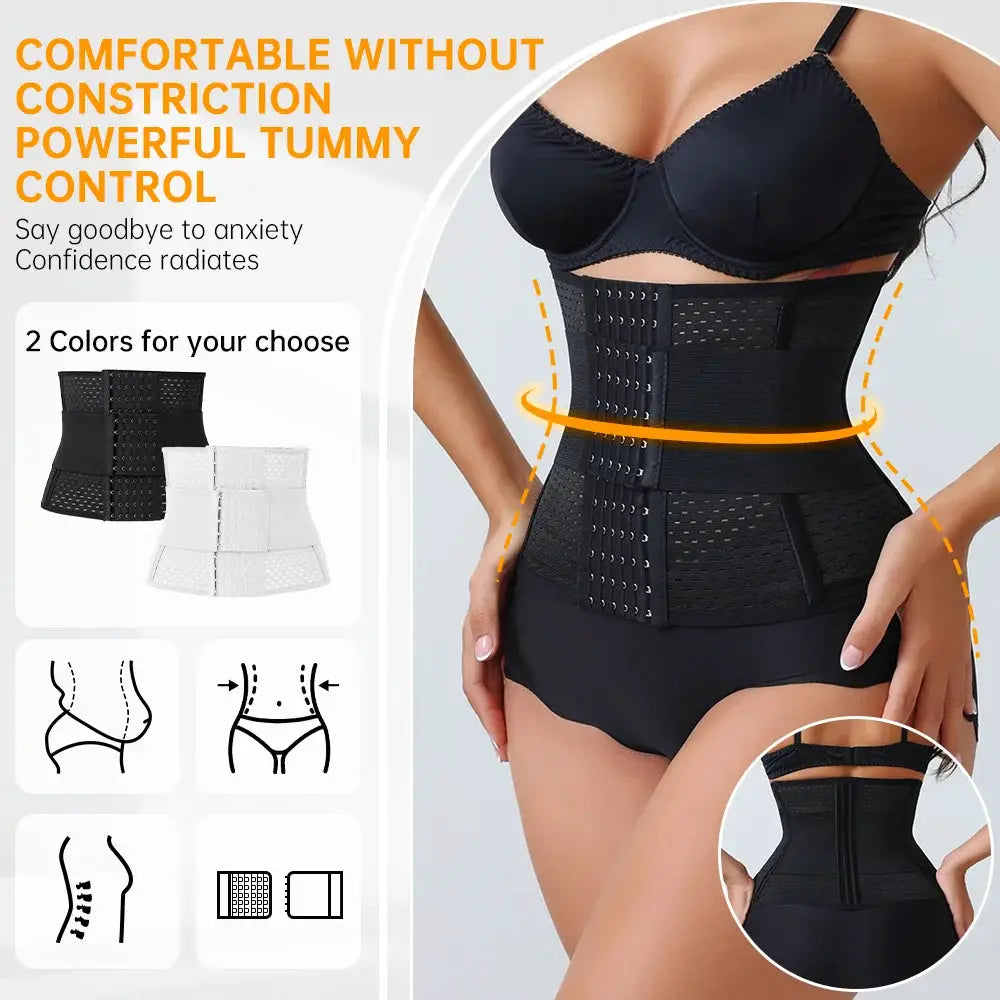 FlexFit Adjustable Waist Trainer For Women With Double Belts And Zipper Closure For Tummy Control And Back Support