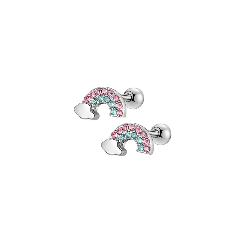 Six Pairs Hypoallergenic Screw Back Earrings For Women Girls 316L Stainless Steel CZ Stud Earrings Set 20G