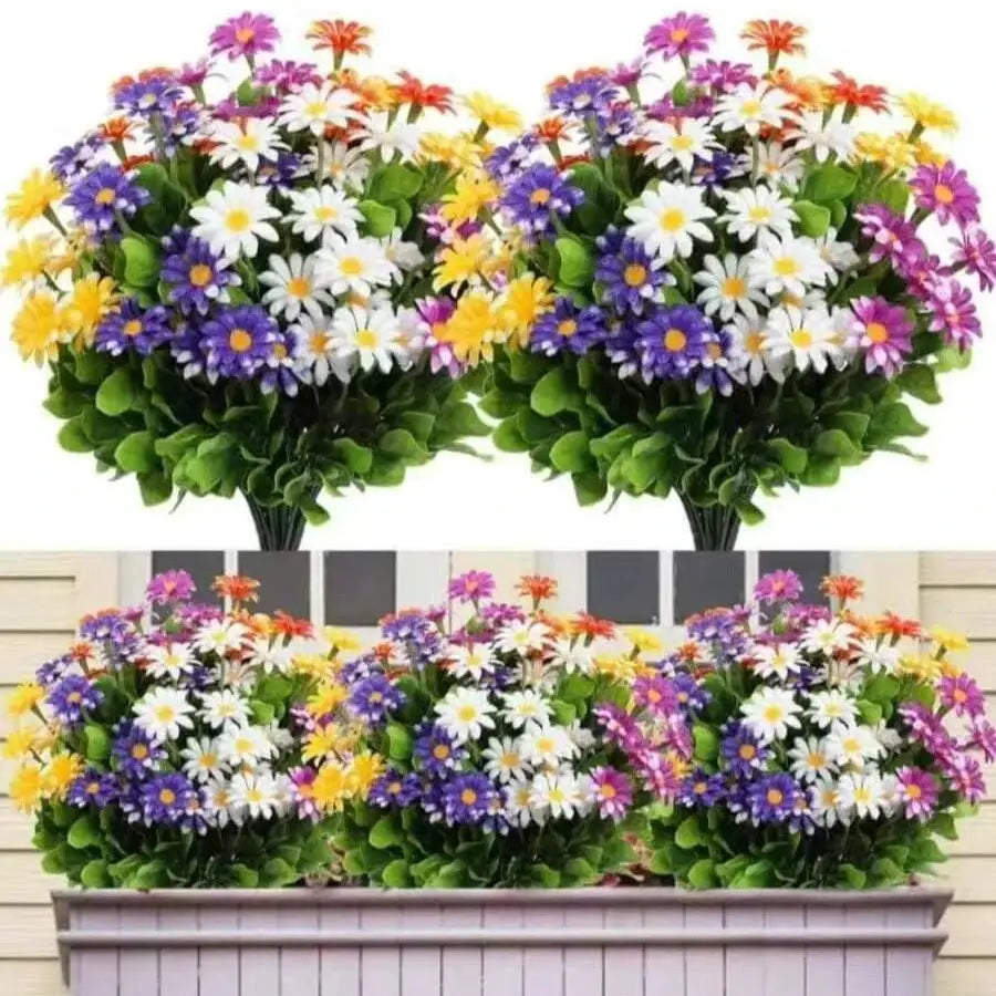 Artificial daisy silk flowers set, 3pcs, multicolor mix for wreaths and planters