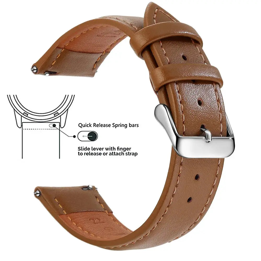 Timely Top Grain Genuine Leather Watch Band Quick Release For Easy Swaps Fits 12 To 24 Mm