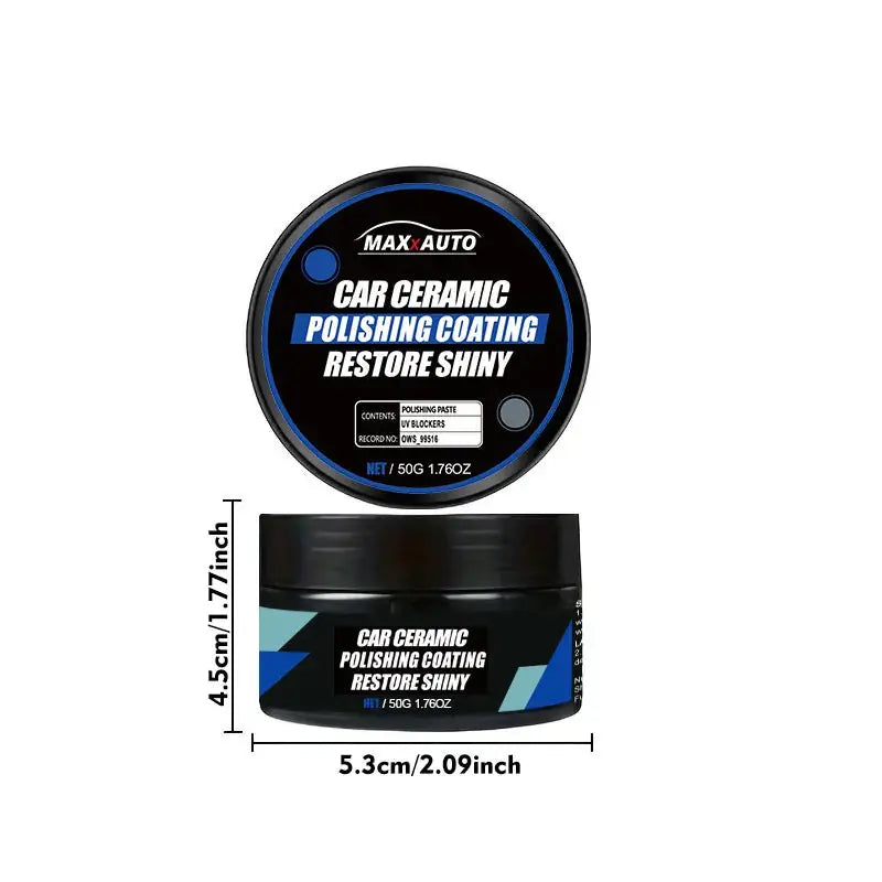 MAXAUTO car ceramic polishing coating restore shiny 50g jar and round tin with black lid