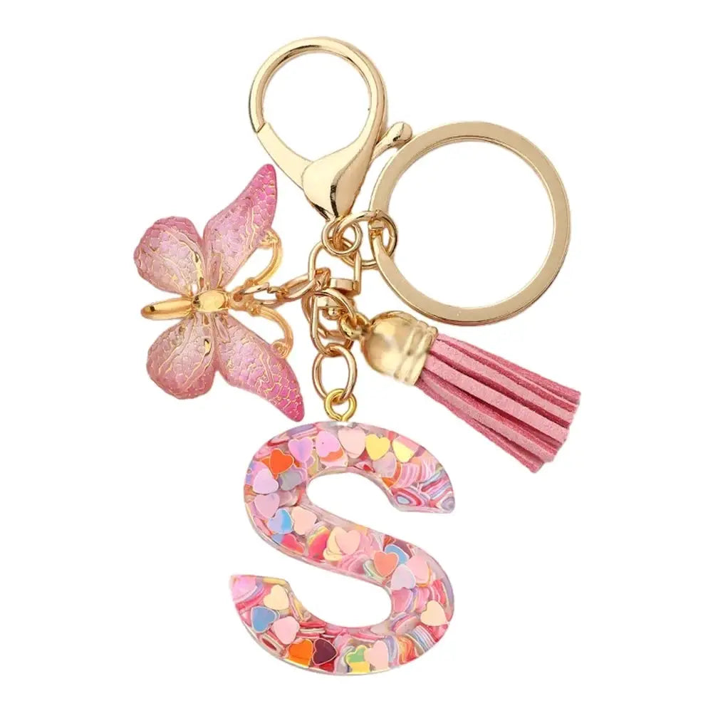 Customizable A To Z Letter Keychain With Resin Pendant Metal Holder Lobster Clasp For Keys Bags And Cars