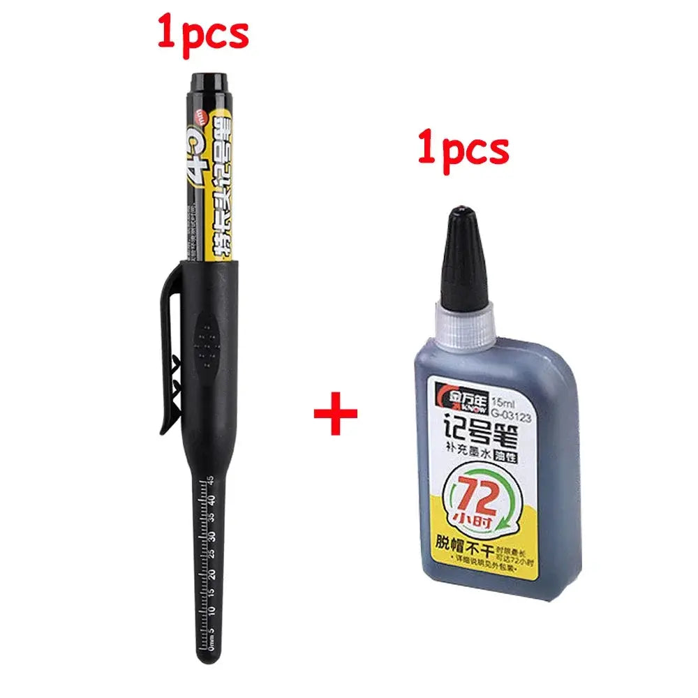 45mm Waterproof Long Head Marker Pen for Deep Hole Marking Tile Carpentry Woodworking Multi Purpose Ink Black Blue Red