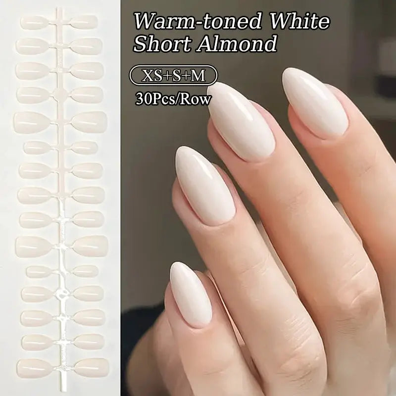 GlamNail Matte Nude Press On Nails Full Cover Easy Quick Extension 30 Piece Set For At Home Manicure