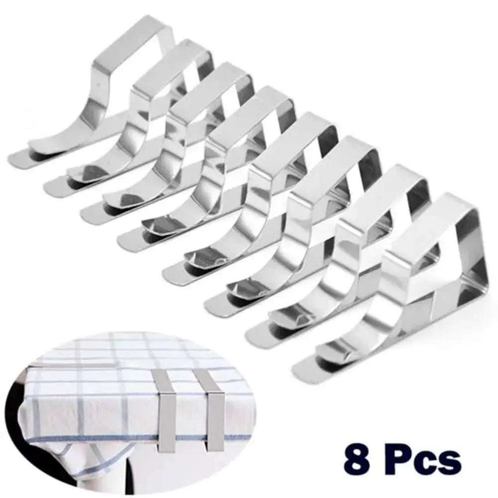 ClipEase 8 Pcs Stainless Steel Table Cloth Clips Keep Table Covers Secure On Windy Days