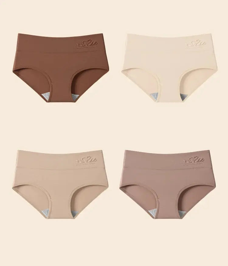 Simples Market 4-pack high-waist cotton body-shaper panties in assorted colors, plus-size M-5XL