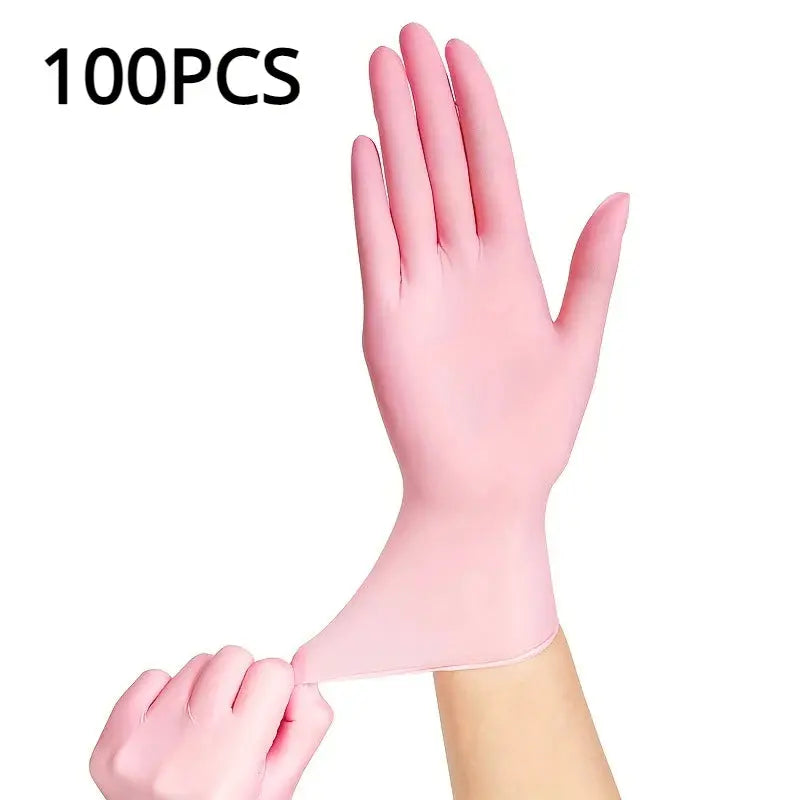 Light pink disposable nitrile gloves, 100 pcs, waterproof and anti-static, Simples Market