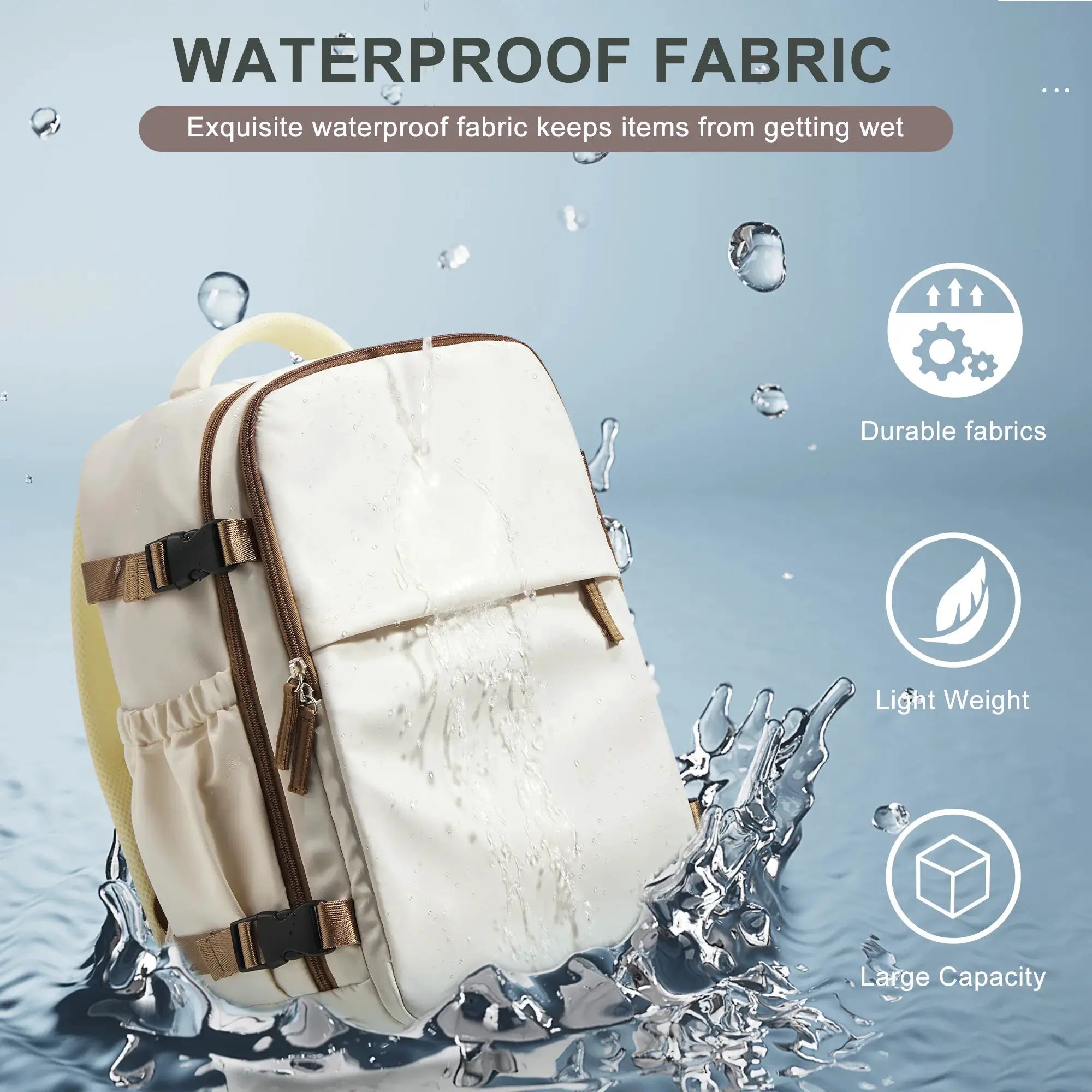 Simples Market cabin travel backpack 40x30x20 with waterproof fabric; unisex carry-on bag for 15.6 inch laptop.
