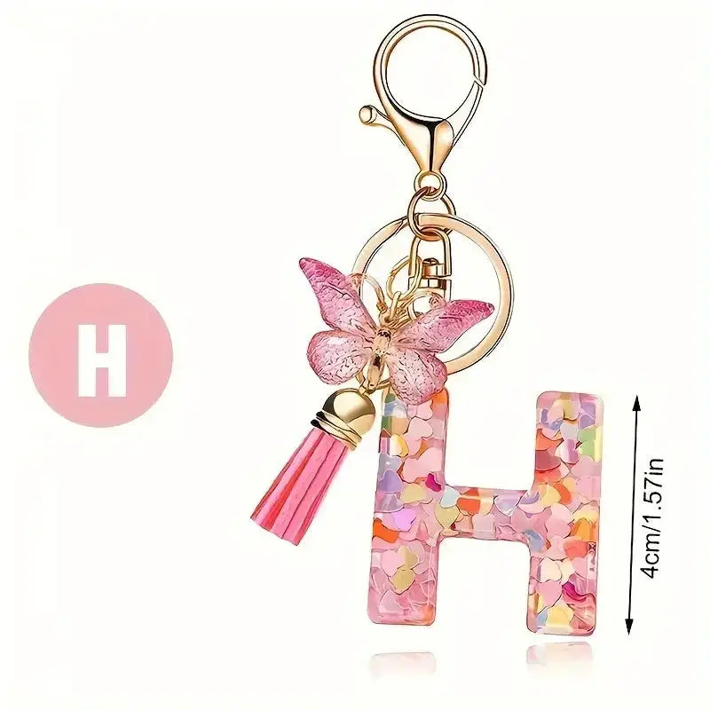 Customizable A To Z Letter Keychain With Resin Pendant Metal Holder Lobster Clasp For Keys Bags And Cars
