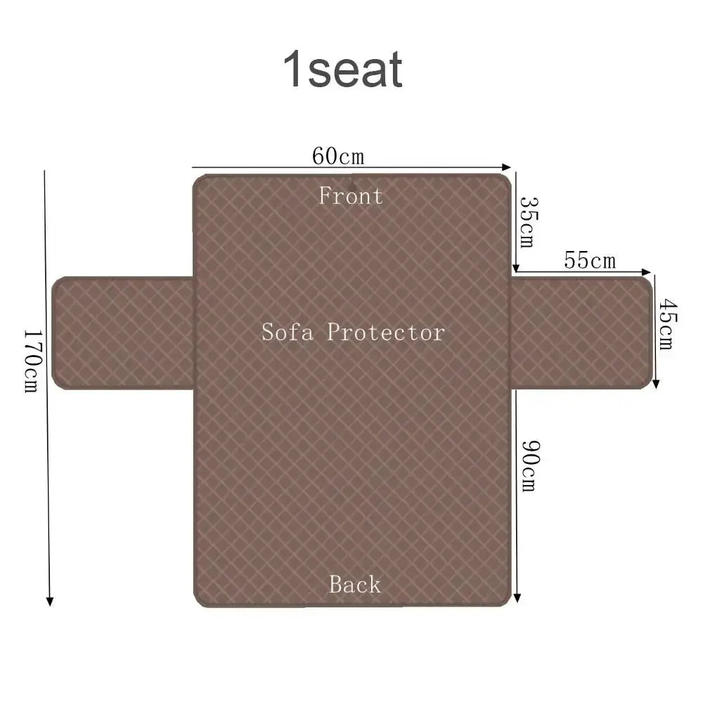 Soft Dacron sofa protector slipcover for 1-seat sofa, quilted brown anti-wear couch cover by Simples Market
