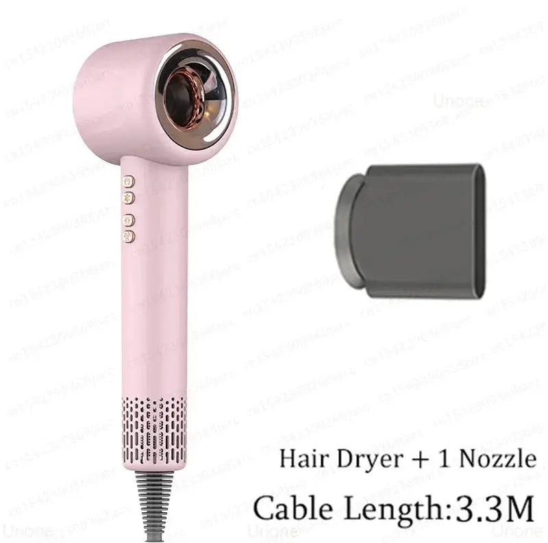Simples Market pink hair dryer with nozzle attachment, 3.3m cord, negative ion technology