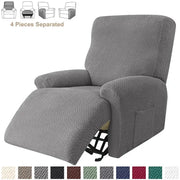 Jacquard stretch recliner slipcover four-piece gray set by Simples Market for living room chairs