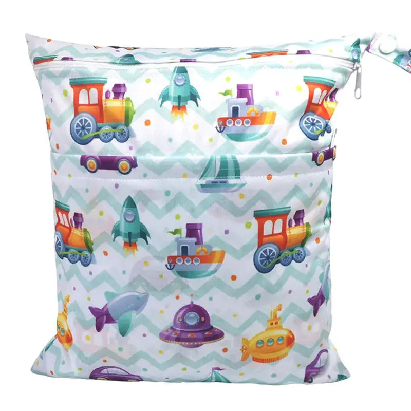 Sigzagor Wet Dry Bag With Two Zippers Waterproof Reusable 36cm By 29cm For Baby Diapers Nappies Soiled Clothes Swimwear