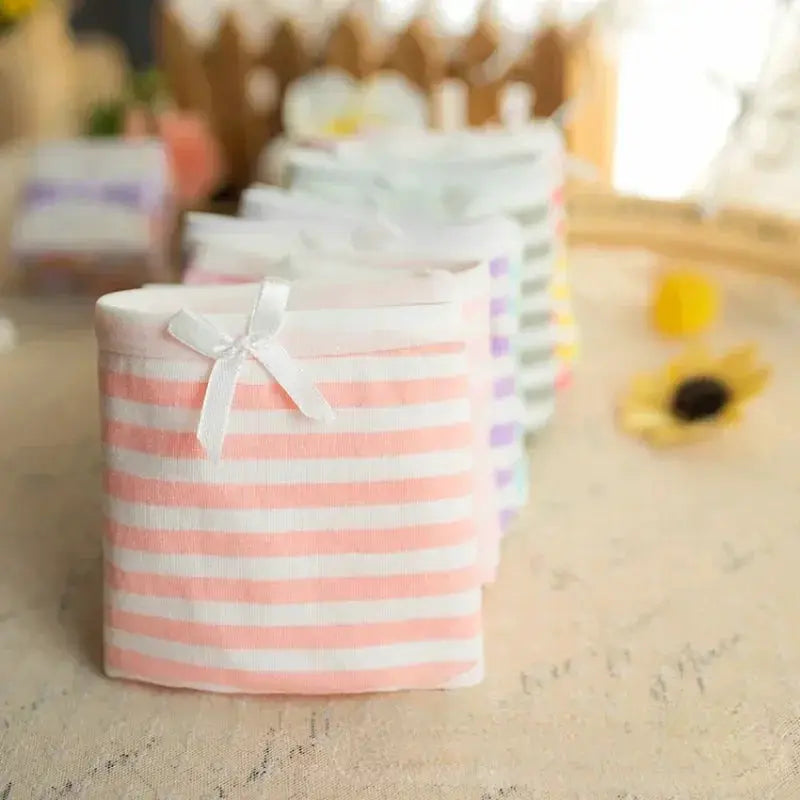 Simples Market kawaii Lolita panties with white bow, pink pastel striped underwear set