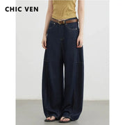 Chic Ven Womens Split High Waist Wide Leg Denim Jeans Spring 2025