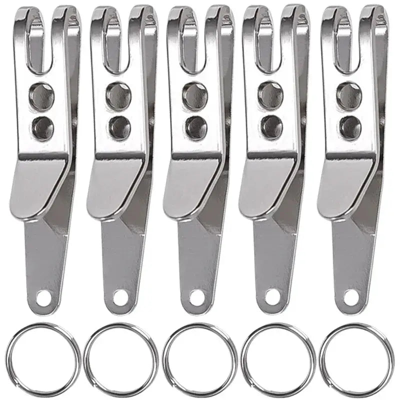 Simples Market EDC pocket suspension clips with key rings, set of 5 stainless steel carabiner clips