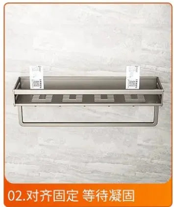 Simples Market silver aluminum corner bathroom shelf with built-in shampoo organizer and towel holder