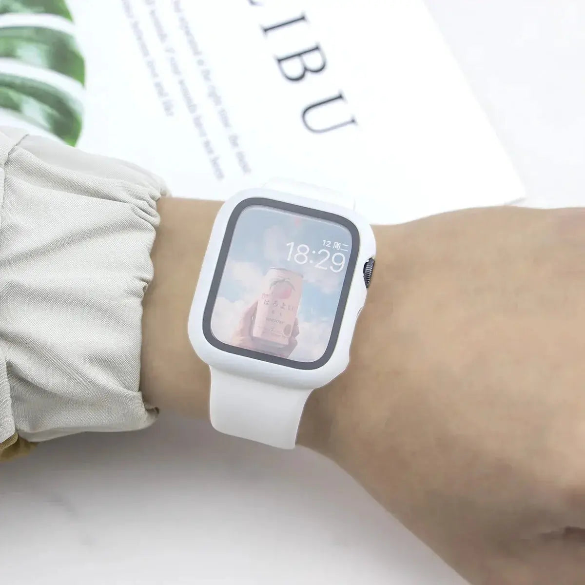 Glass+Case+Strap For Apple Watch band 44mm 40mm 45 41 38 42 46mm Silicone watchbands bracelet iWatch series 11 10 9 7 6 5 4 3 SE