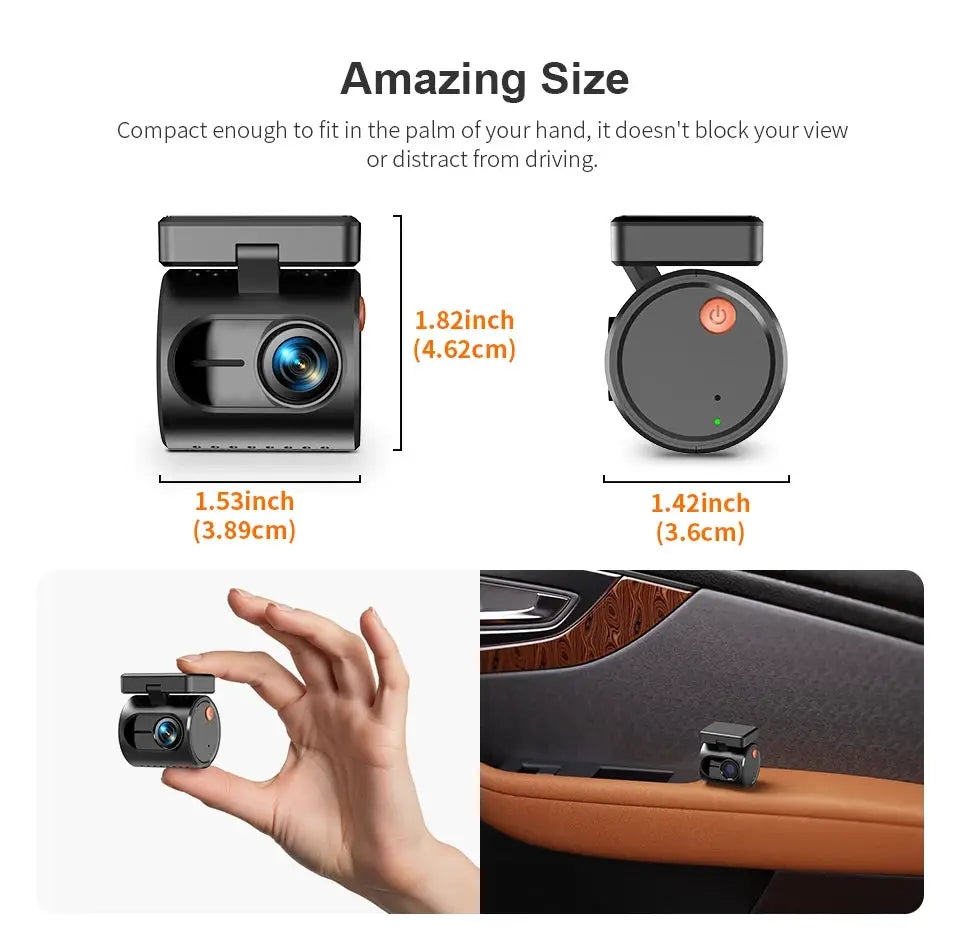 Dash cam KAWA MINI 3 Gen2 car DVR, compact black 2K video recorder
