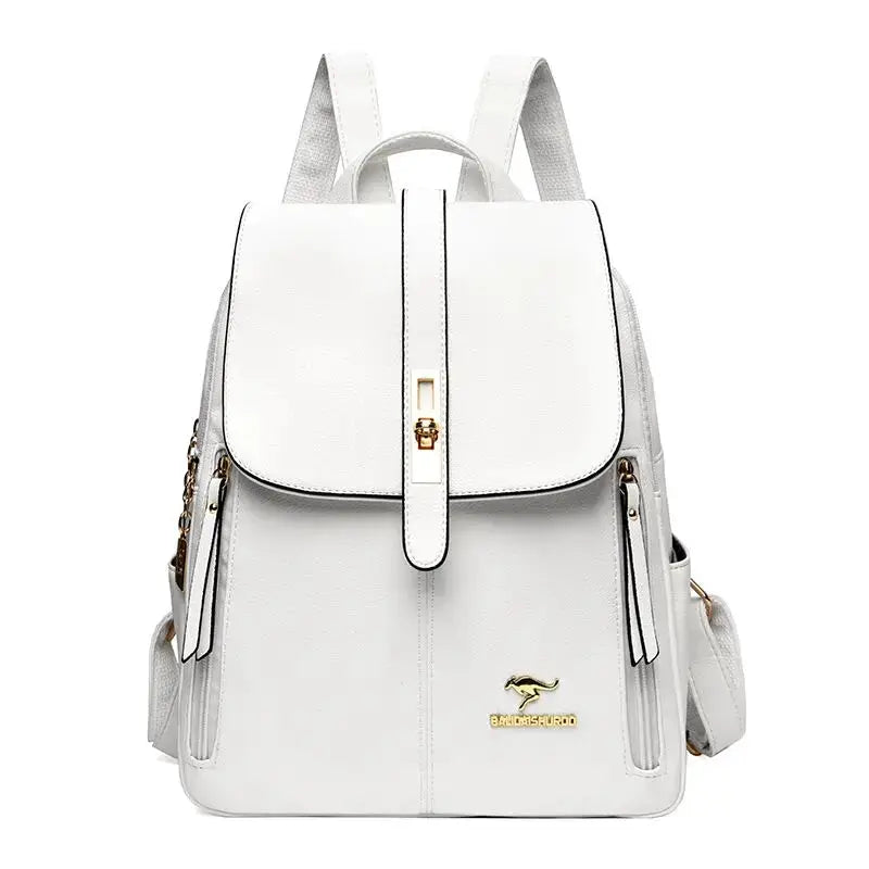 Backpack white leather by Simples Market with gold hardware