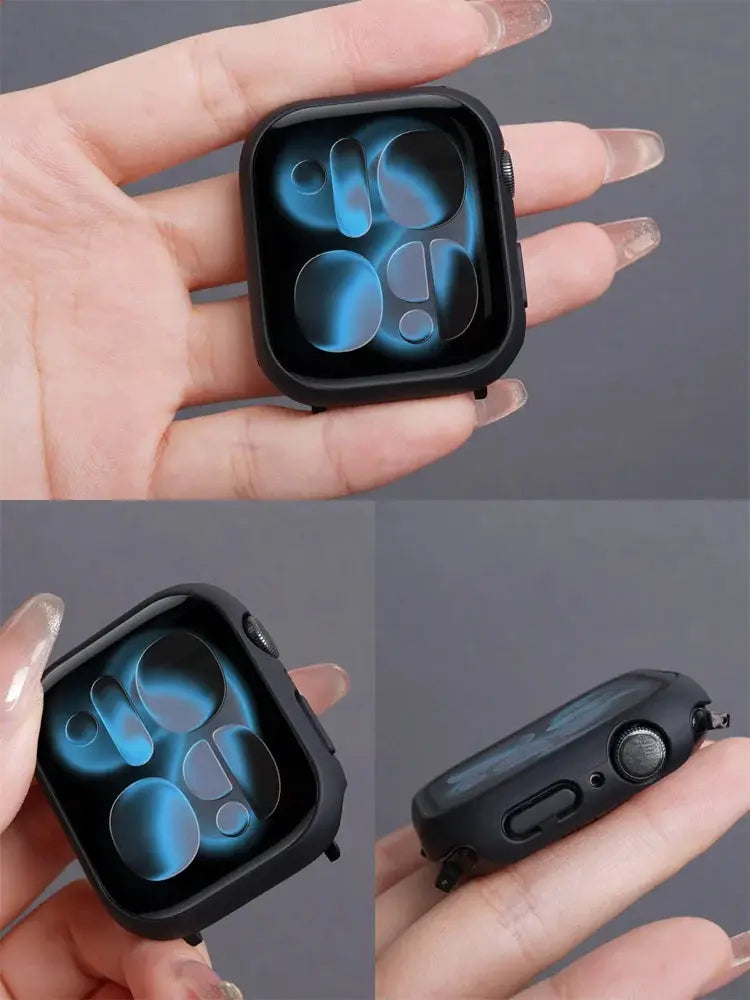 Apple Watch tempered glass case with screen protector for 38–46mm, black protective cover by Simples Market