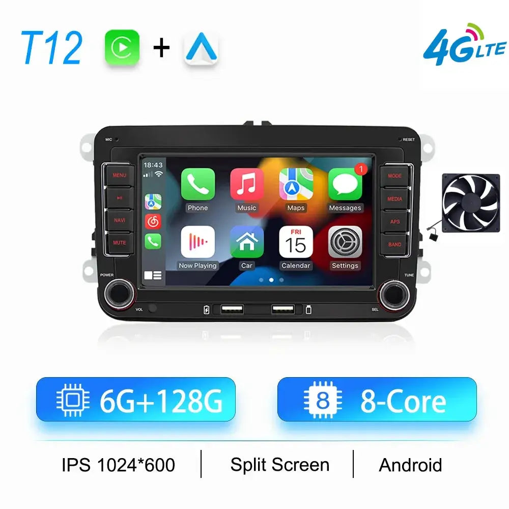 2Din Android car stereo for VW/Skoda by Simples Market, 8-core, 6G+128G, IPS 1024x600, split screen