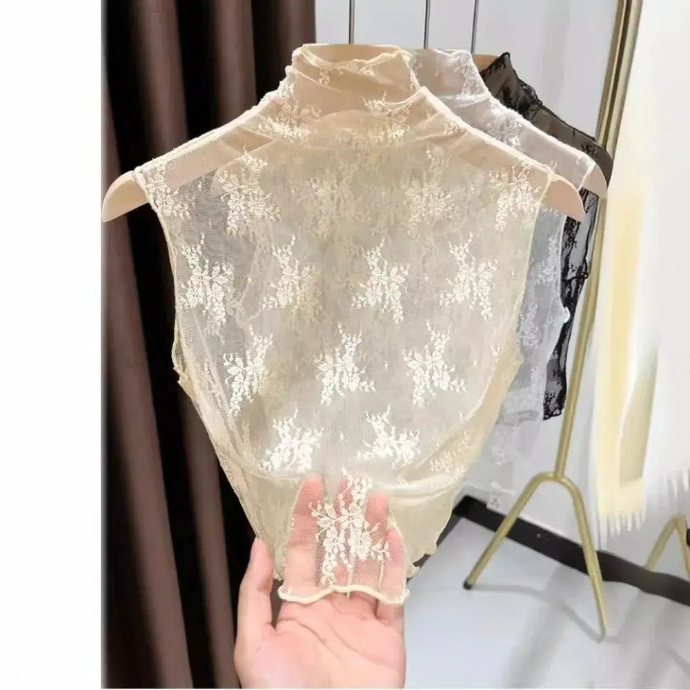 Detachable Lace Floral Fake Collar For Women Gauzy False Collar All Match Slim Lace Tank Top Accessory
