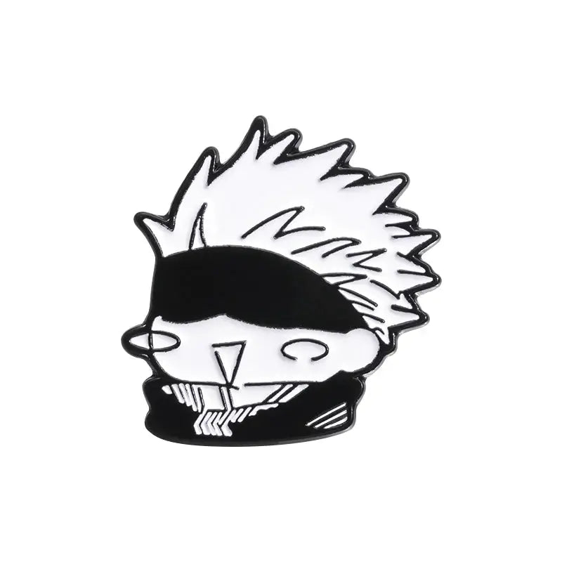 Enamel pin cartoon Q Version by Simples Market; white spiky hair and black eye mask