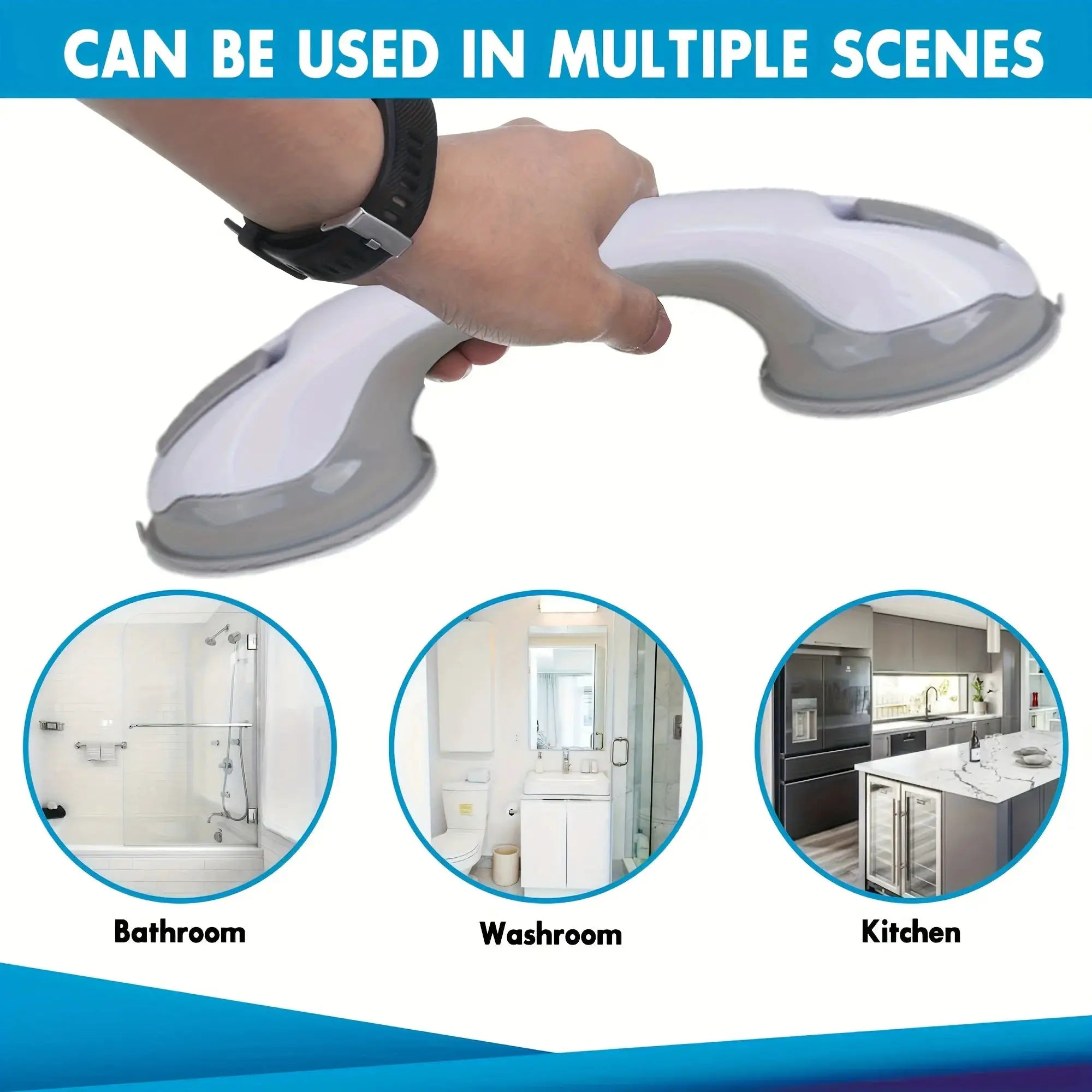 Bathroom Tub Suction Cup Handrail Prevent Falls No Drill Install Glass Doors Windows Elderly And Child Safety Handle