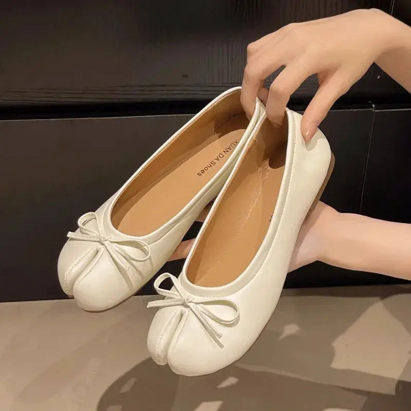 NovaStride Bowknot Flat Tabi Ninja Shoes Women Breathable Split Toe Summer Slip On Comfort