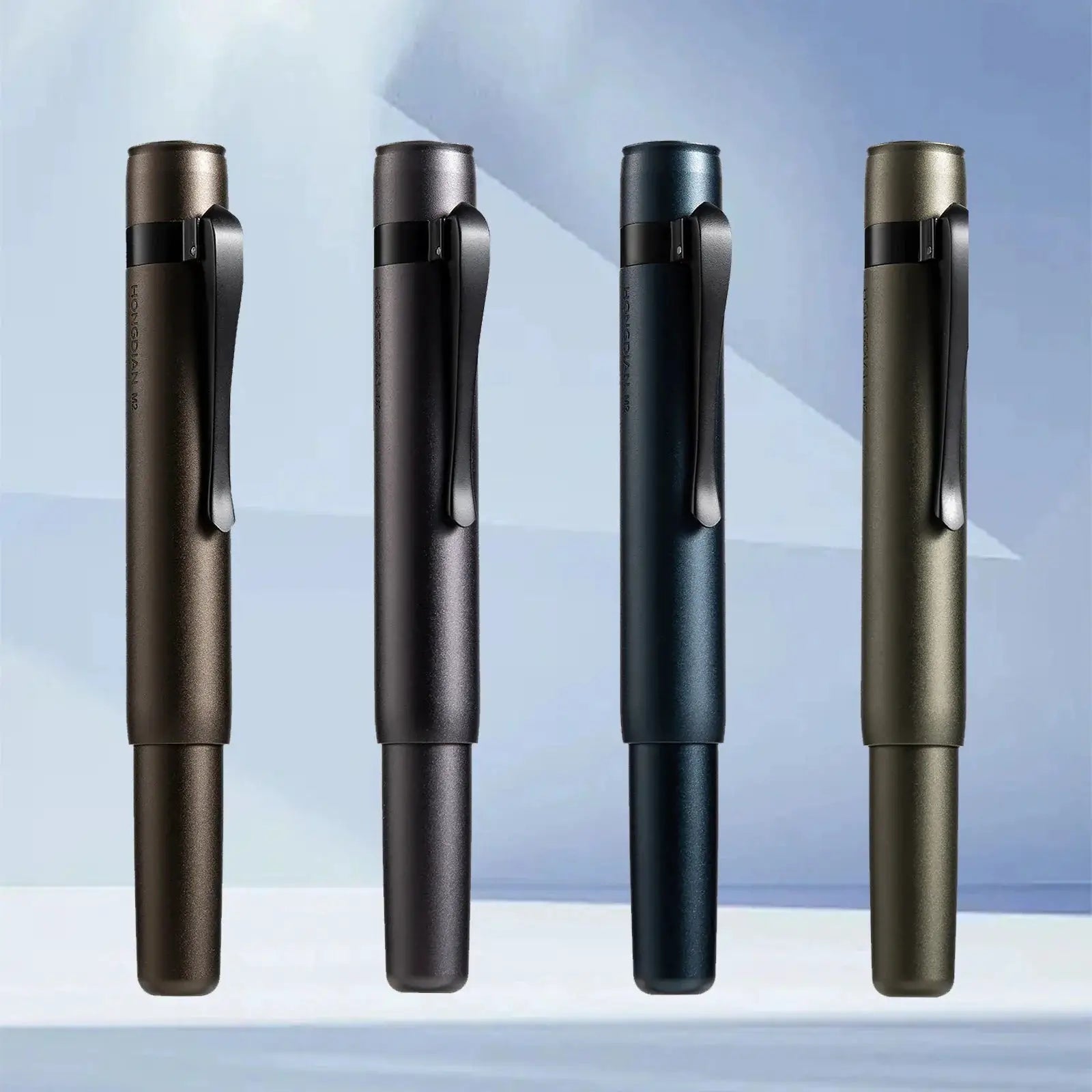 Hongdian M2 fountain pen set, 4-color matte finishes with clip, Metaverse Black Forest design