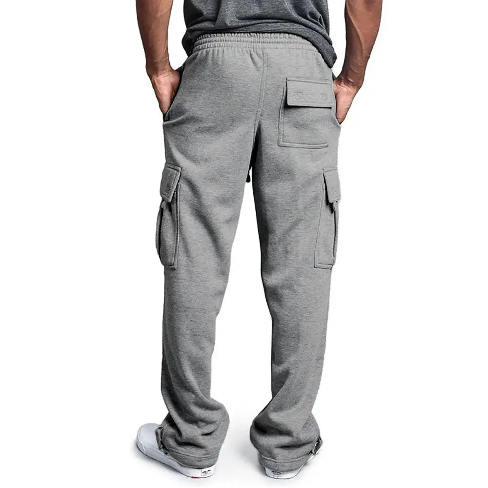 Men's gray cargo sweatpants by Simples Market with multiple pockets and a drawstring waist