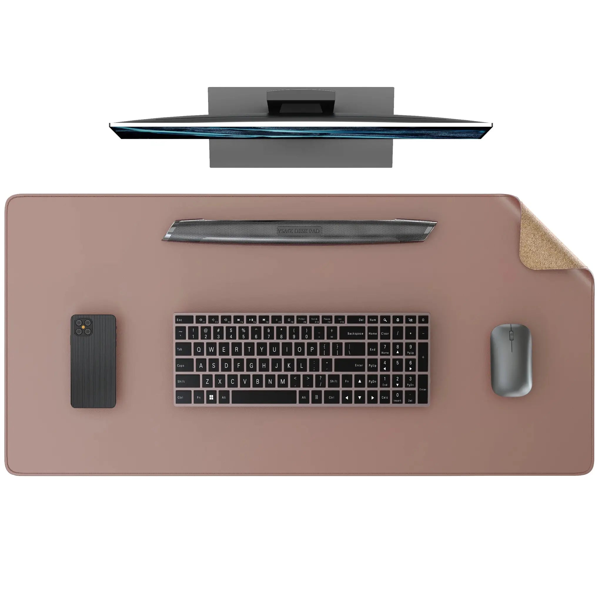 Dual Sided Desk Mat Leather Desk Pad Black Cork Desk Mat Protector Large Mouse Pad Desk Writing Pad for Office and Home