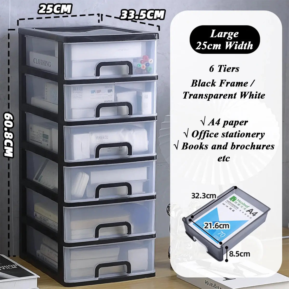 Clear Desktop Storage Box With Drawer Heightened Table Organizer Plastic Office Cabinet For Stationery Cosmetics