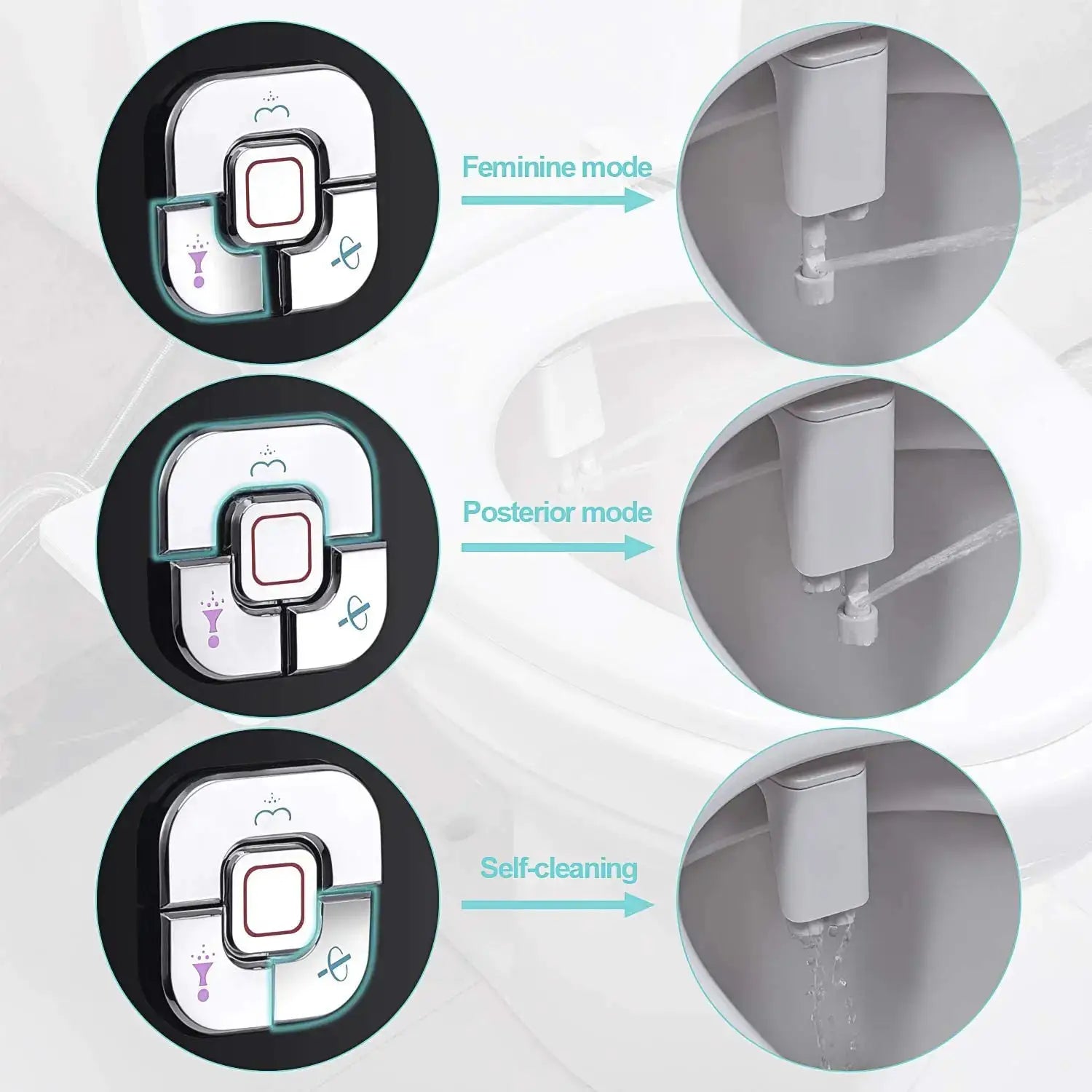 SAMODRA bidet attachment by Simples Market; non-electric cold-water toilet bidet with pressure controls and self-cleaning.