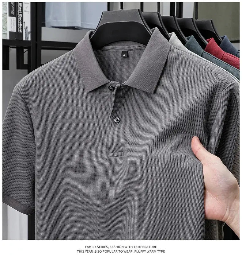 Men's 100% cotton polo shirt in gray micro-pique, short sleeves, Simples Market