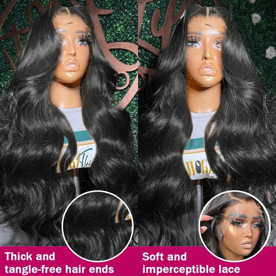 MyLockMe Body Wave Human Hair Lace Front Wig 30 32 34 Inch 13x6 13x4 Transparent Swiss Lace Glueless 5x5 6x4 Avg Size