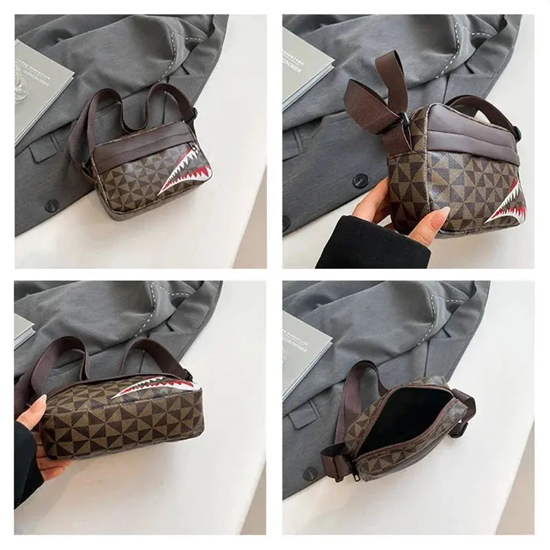 Creative Shark Mouth Crossbody Bag Bold Shark Mouth Print Large Capacity For Coins And Phone