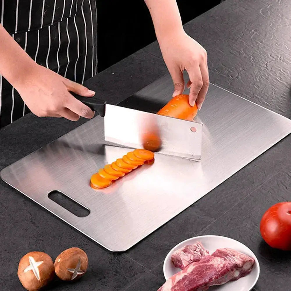 Stainless Steel Double Sided Cutting Board For Kneading Dough And Kitchen Prep Hygienic Antibacterial Surface