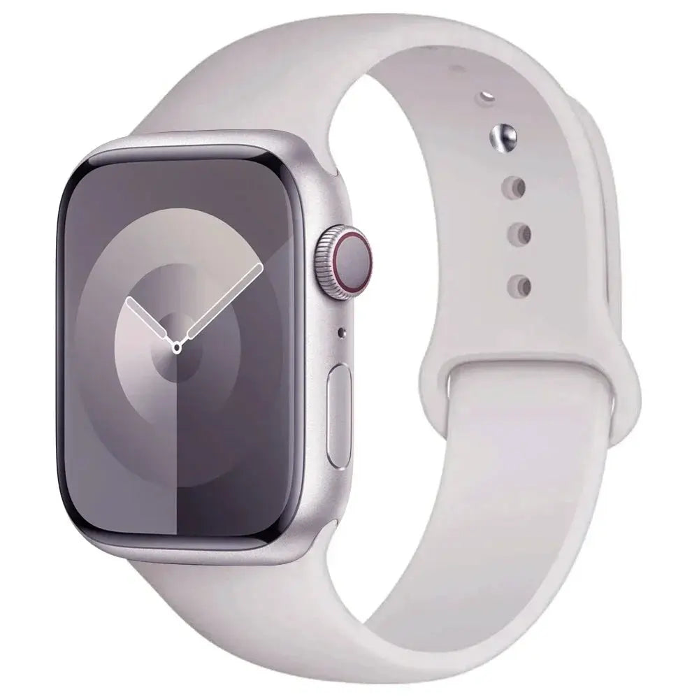 Silicone Apple Watch band in white for 38-49mm watches; fits Series 3-9 and Ultra 2