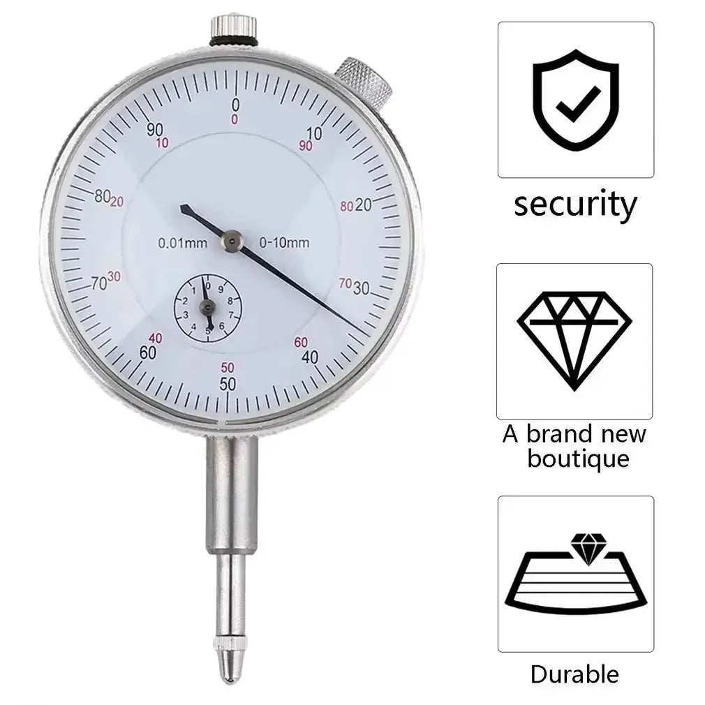 0 to 10mm Dial Indicator Gauge with 0.01mm Resolution for Precision Measurement in Woodworking and Metalworking