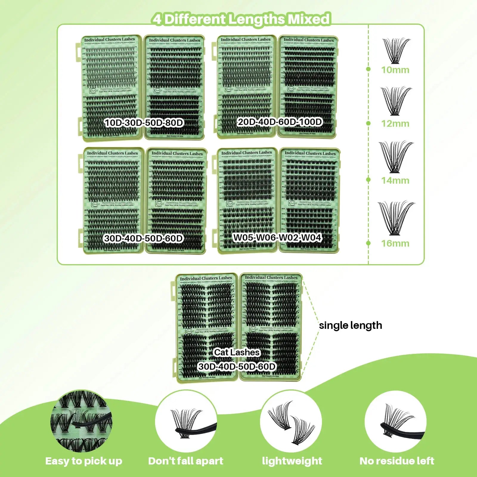 LASHSUN DIY Lash Clusters Kit For Home Lashes D Curl Mega Volume Individual Eyelash Extensions