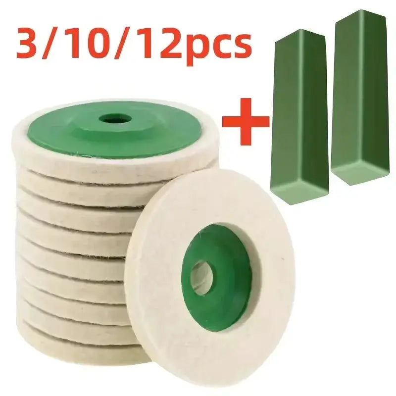 3 10 12 Pcs Wool Polishing Wheels Set for Angle Grinder Accessories Felt Polishing Discs Grinding Pads