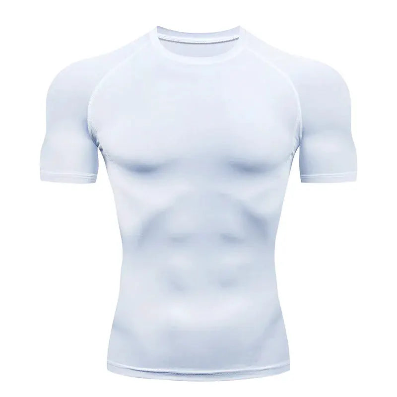 Mens Compression Running T Shirt Quick Dry Short Sleeve Rashguard Gym Sportswear