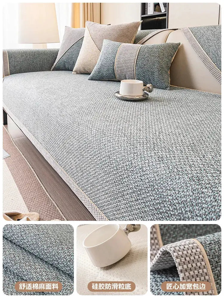 Simples Market linen sofa cushion cover in woven cotton-linen fabric with non-slip bottom