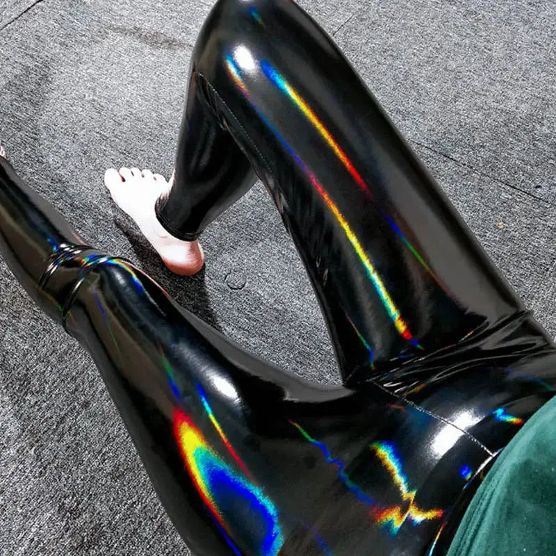 Dazzing Colors PU Leather Pants For Women Big Size High Waist Slimming Hip Lift Tights With Extra Stretch