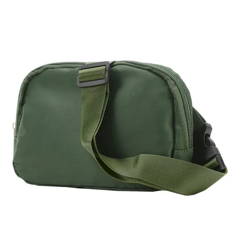 Simples Market waist bag, green zipper fanny pack with adjustable strap for outdoor crossbody use
