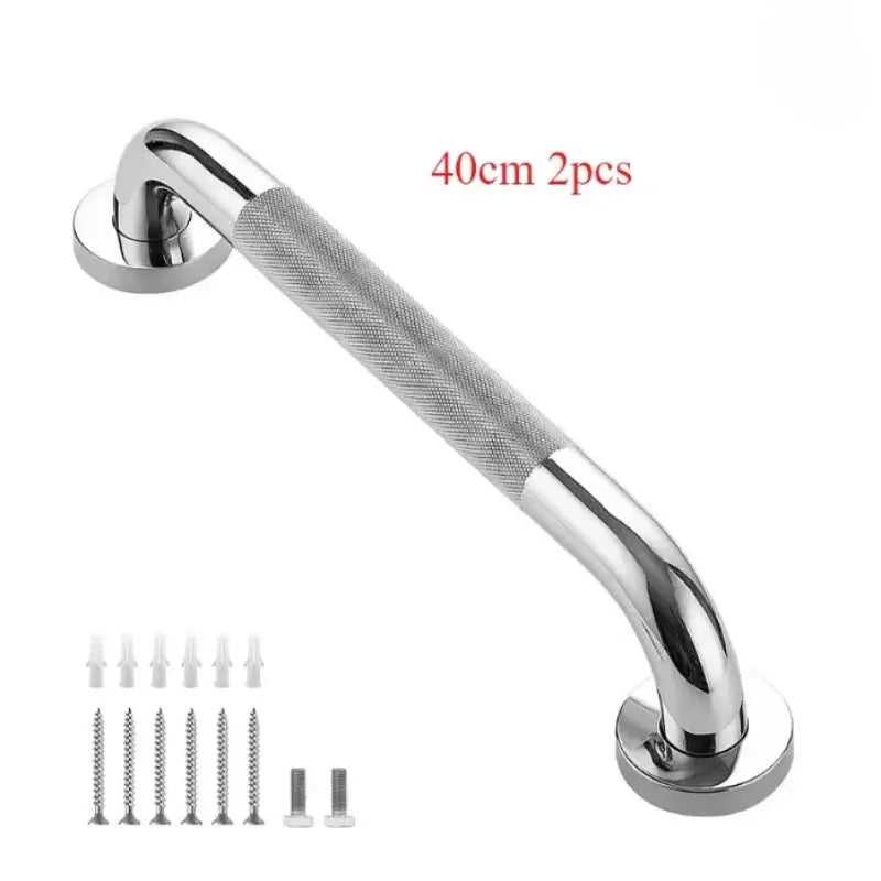 Stainless steel bathroom grab bar, 40 cm, knurled anti-slip grip, 2 pieces Simples Market
