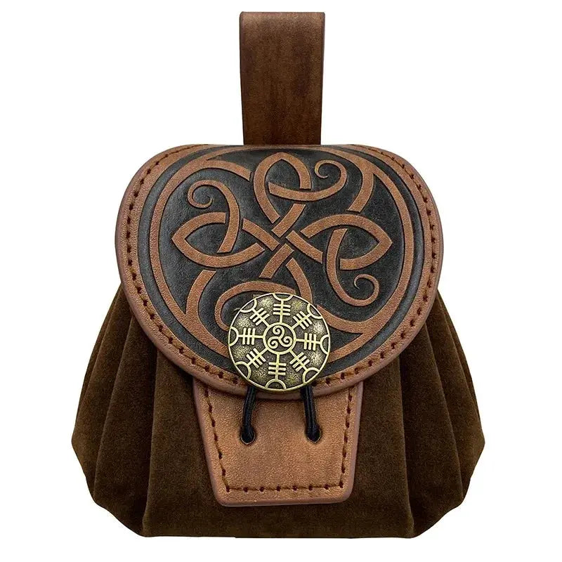 SteampunkForge Medieval Punk PU Leather Drawstring Fanny Pack For Men Cosplay Waist Bag